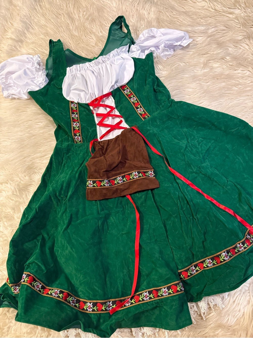 Women’s Green Oktoberfest Dirndl Costume with Apron